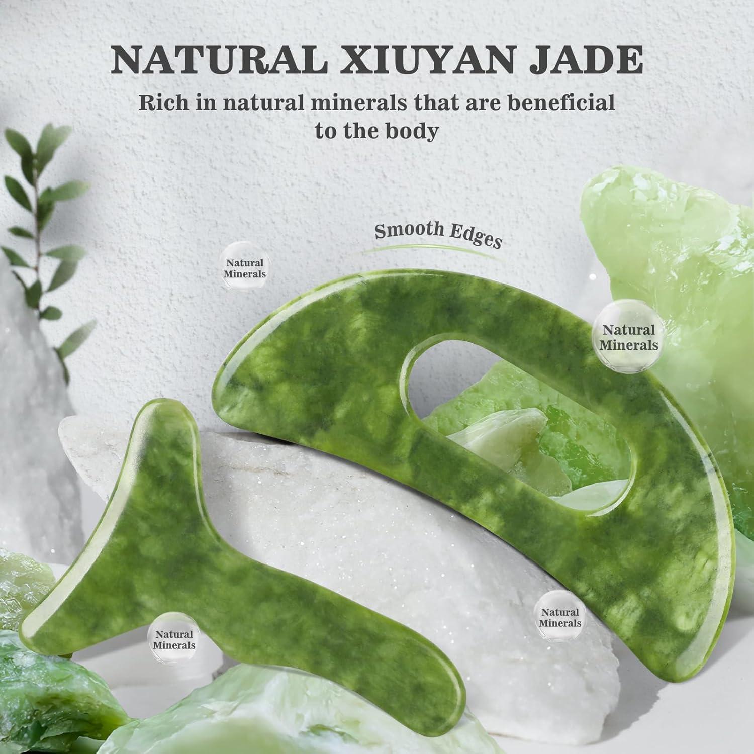 Set Grande de Gua Sha de Jade Mierbai - Masaje Anticelulitis