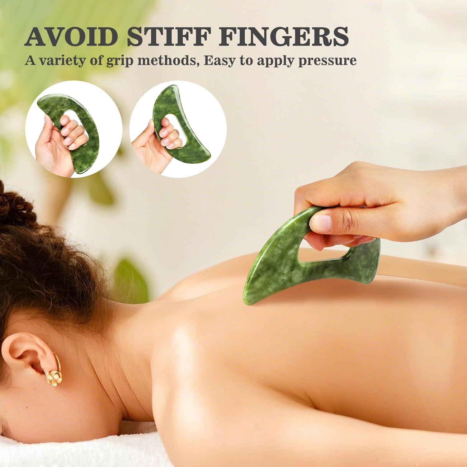 Set Grande de Gua Sha de Jade Mierbai - Masaje Anticelulitis