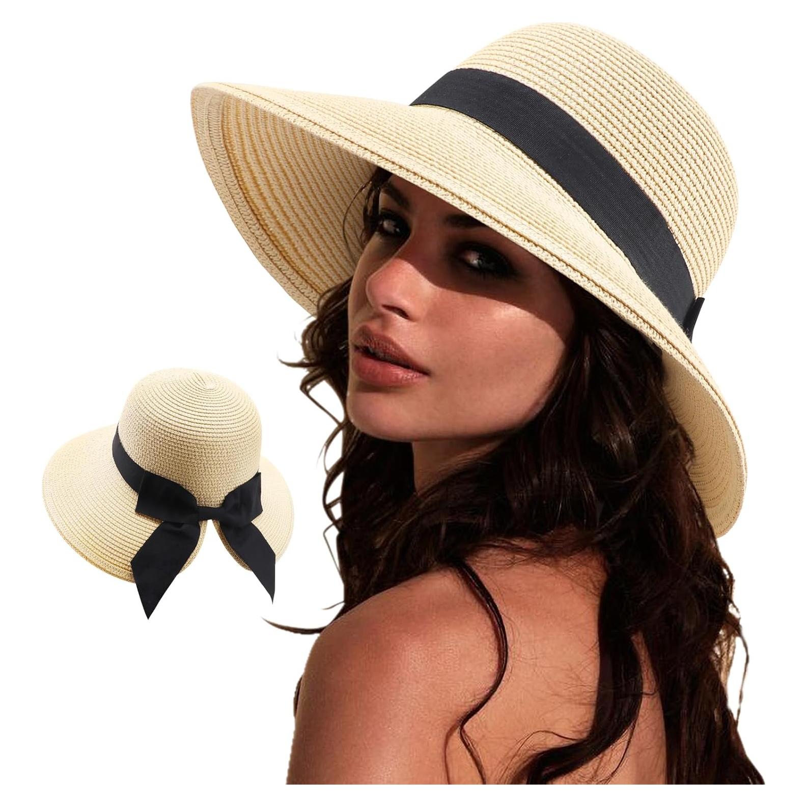 Sombrero de Sol DRESHOW para Mujeres Paja Beige UPF 50+