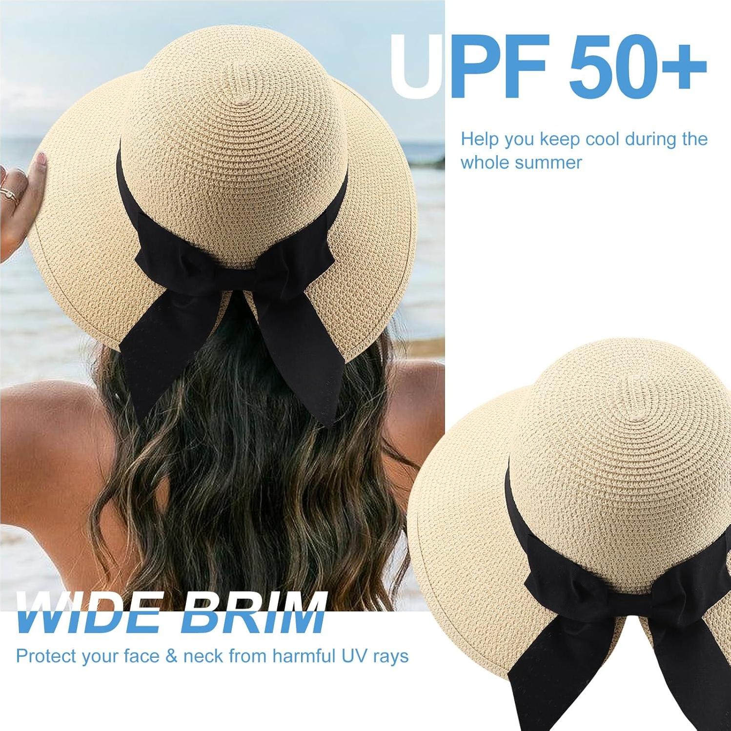 Sombrero de Sol DRESHOW para Mujeres Paja Beige UPF 50+