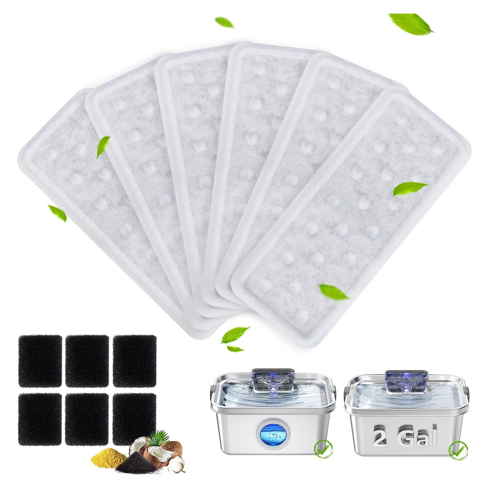 Paquete de 6 Filtros y 6 Esponjas PETHIND para Fuente de Agua