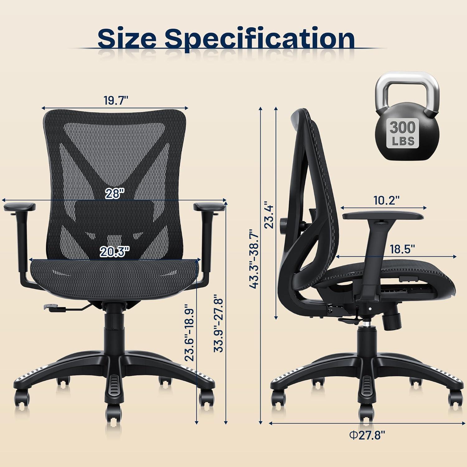 Silla de Oficina Ergonómica MOLENTS ML230BB con Soporte Lumbar