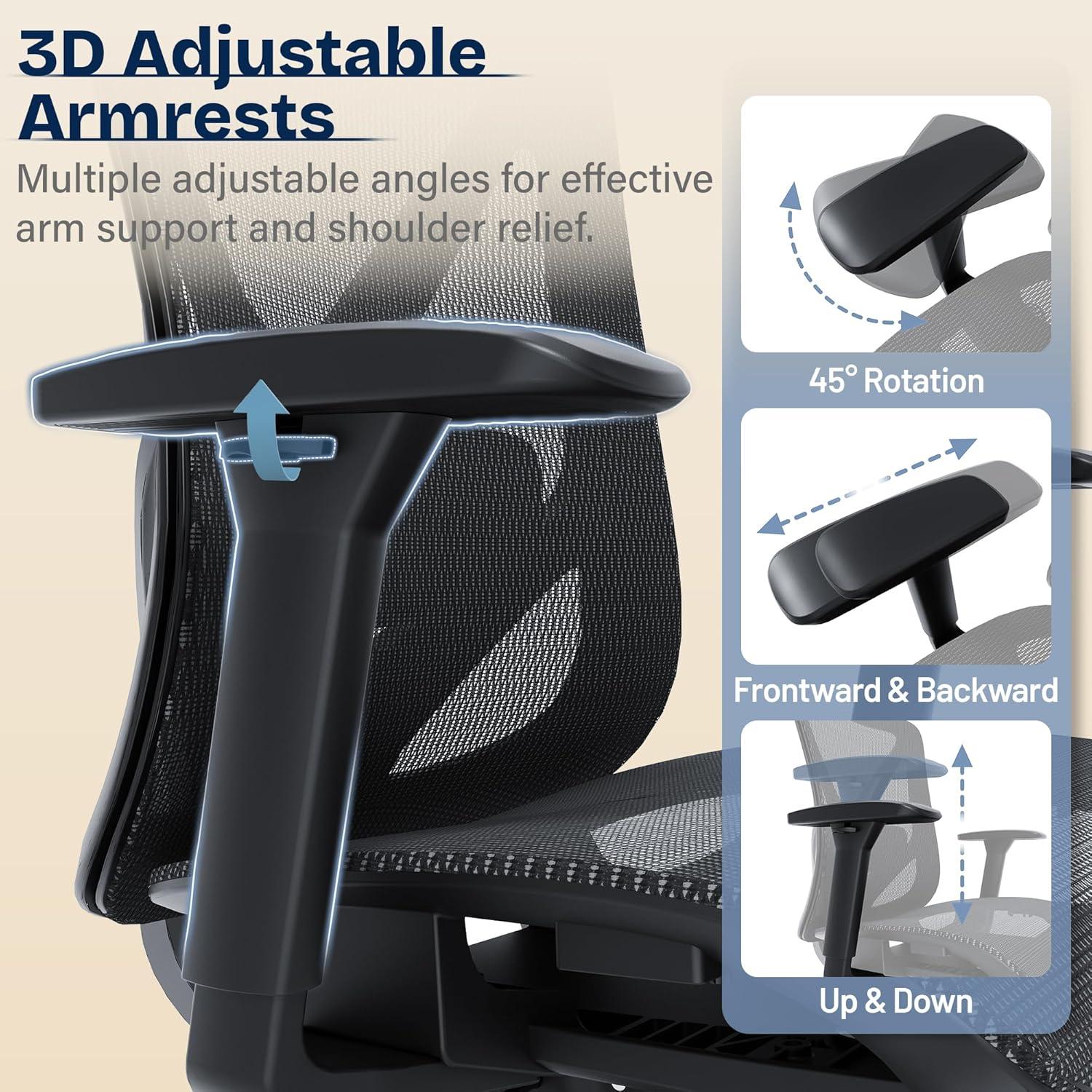 Silla de Oficina Ergonómica MOLENTS ML230BB con Soporte Lumbar