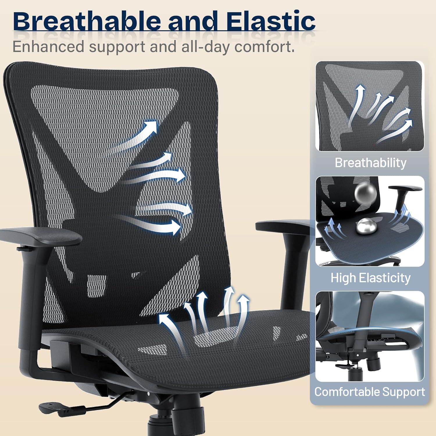 Silla de Oficina Ergonómica MOLENTS ML230BB con Soporte Lumbar