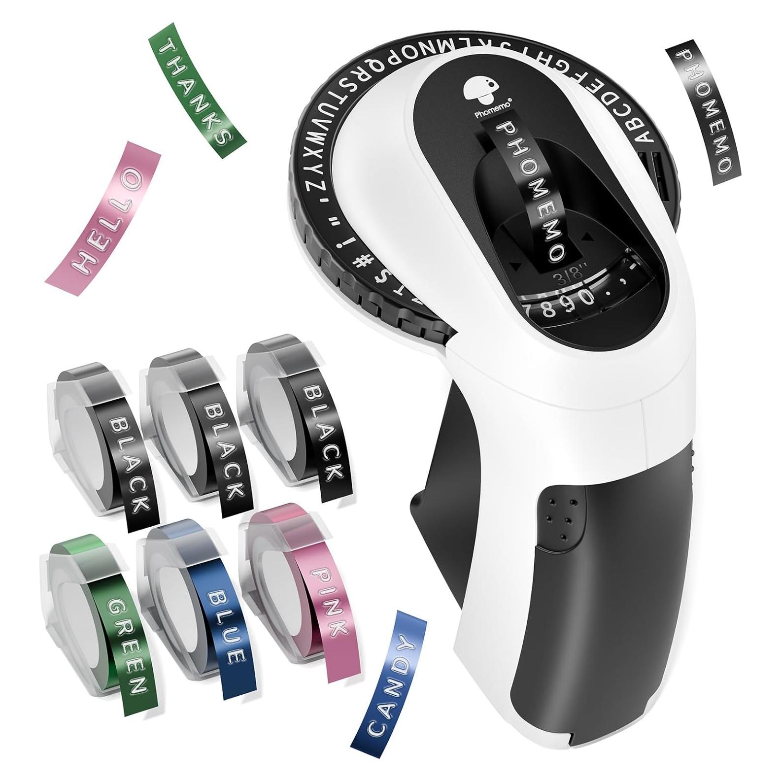 Máquina de Etiquetas en Relieve Phomemo E975 Negra con 6 Cintas