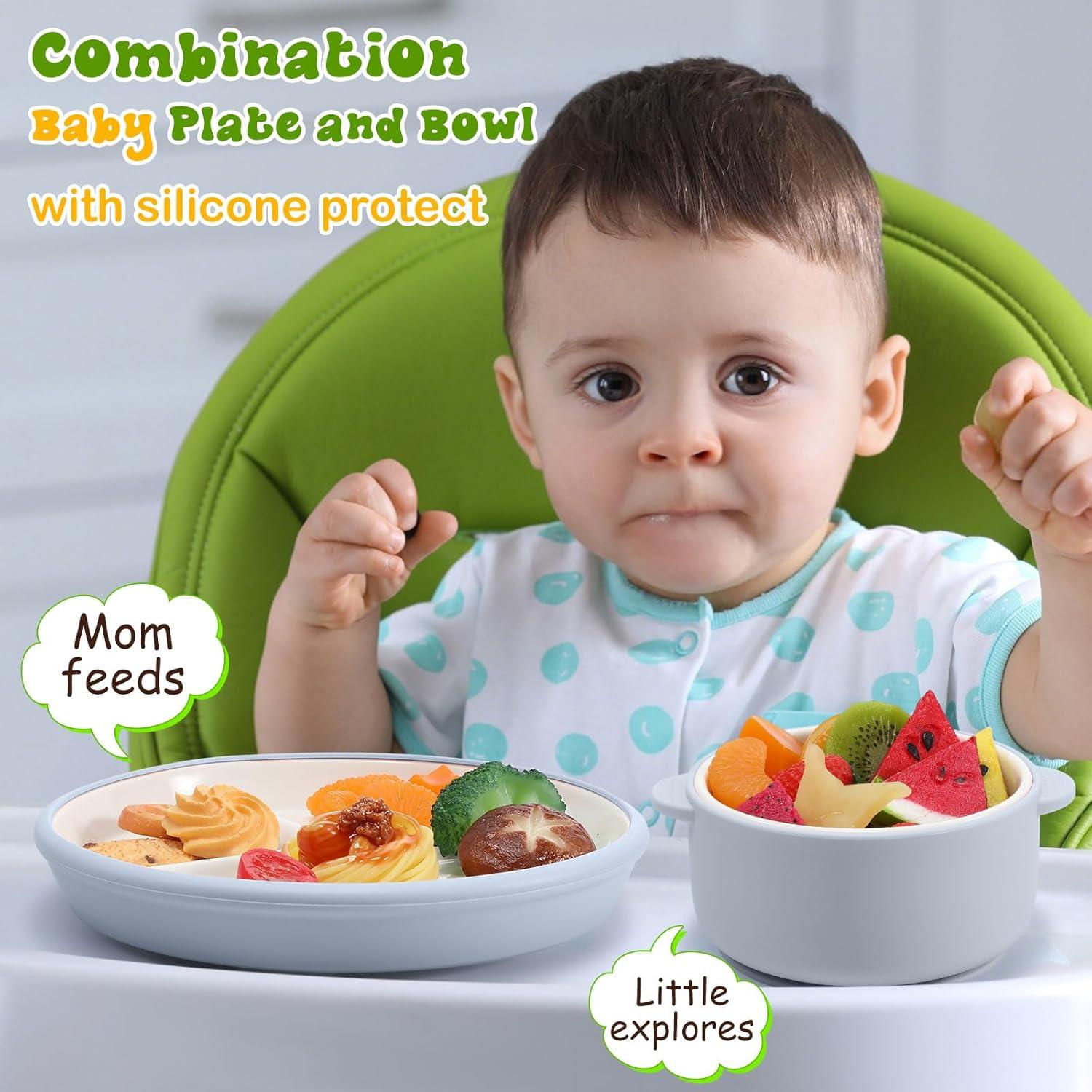 Domensi Set 4 Platos y Cuencos Antideslizantes para Niños