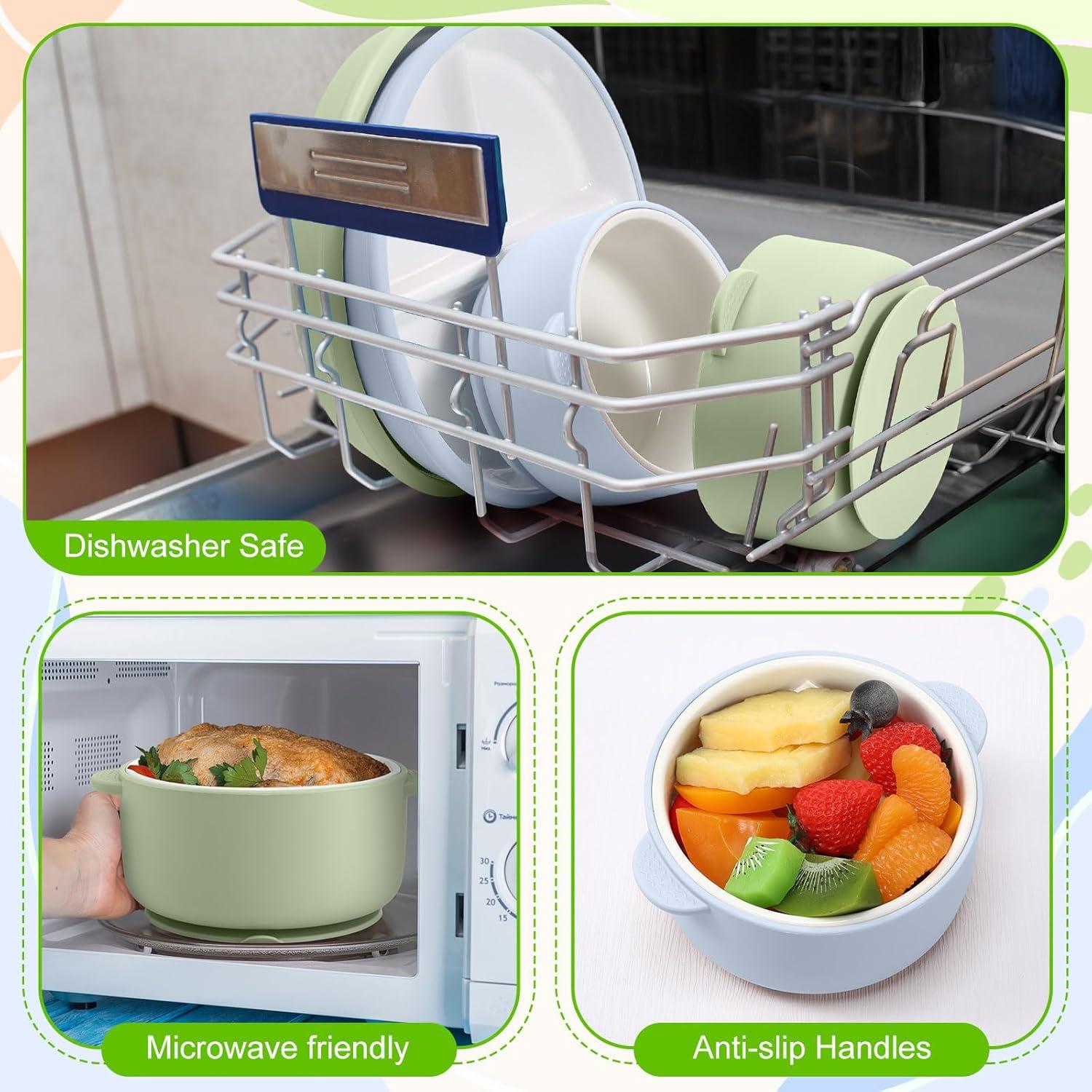 Domensi Set 4 Platos y Cuencos Antideslizantes para Niños