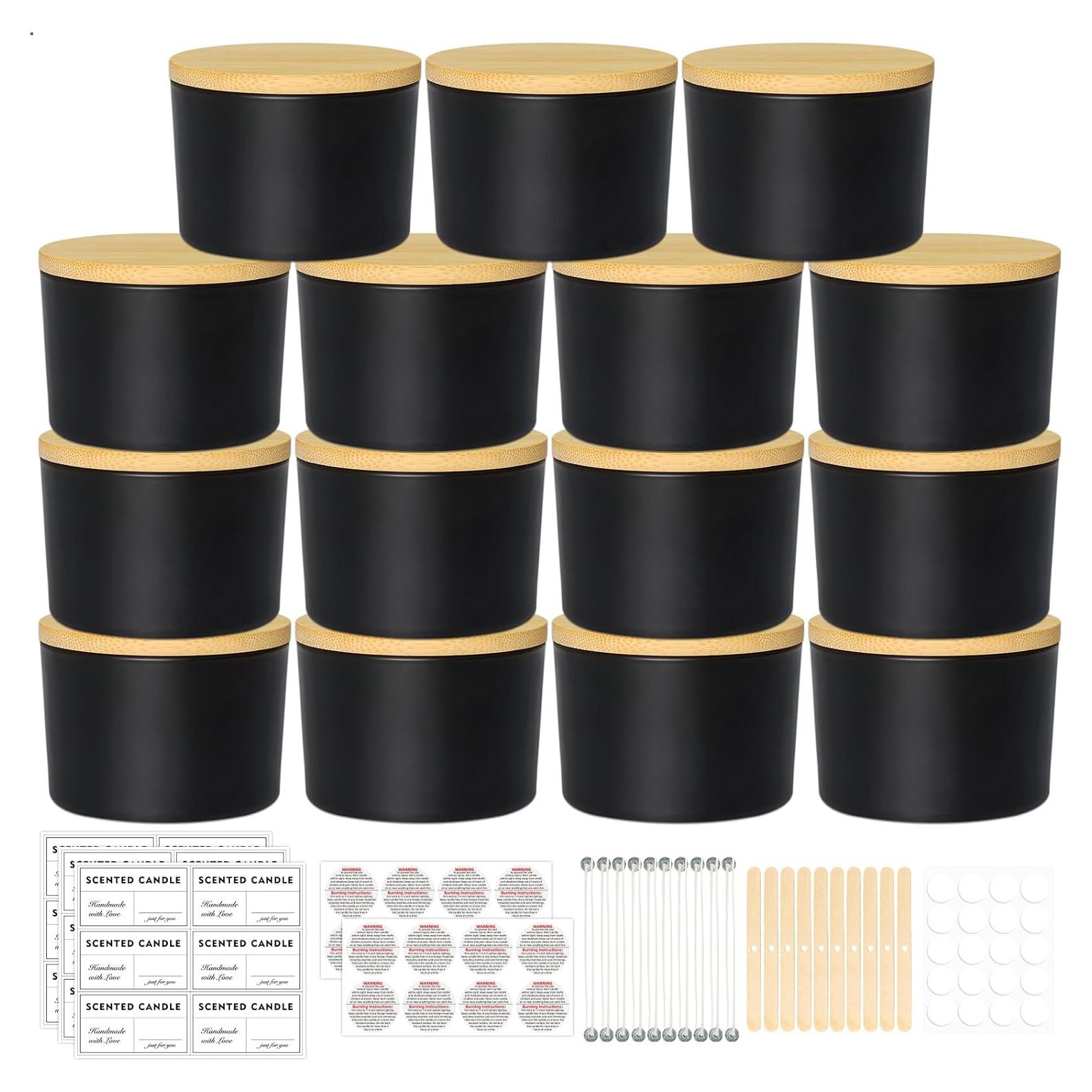 Tarros de Vela de Vidrio Negro 4oz SUPMIND - 15 Paquetes