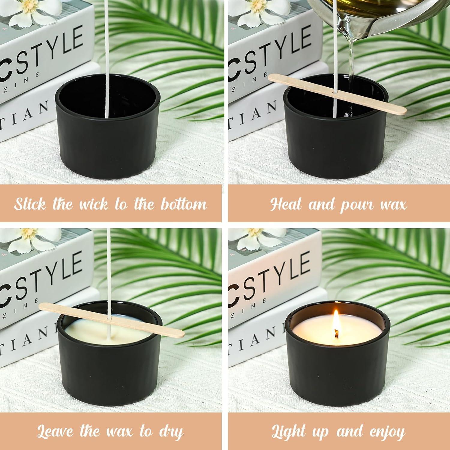 Tarros de Vela de Vidrio Negro 4oz SUPMIND - 15 Paquetes