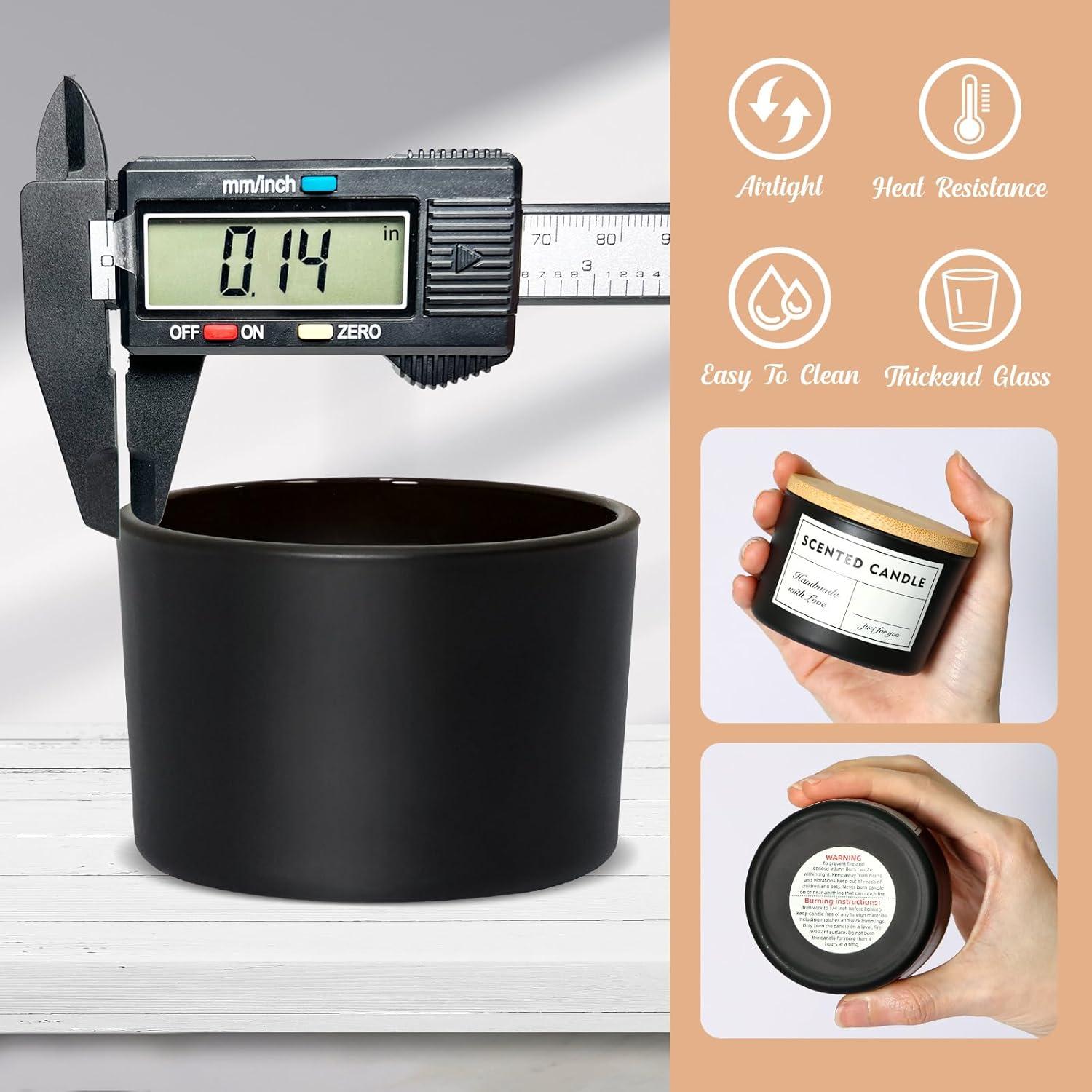 Tarros de Vela de Vidrio Negro 4oz SUPMIND - 15 Paquetes