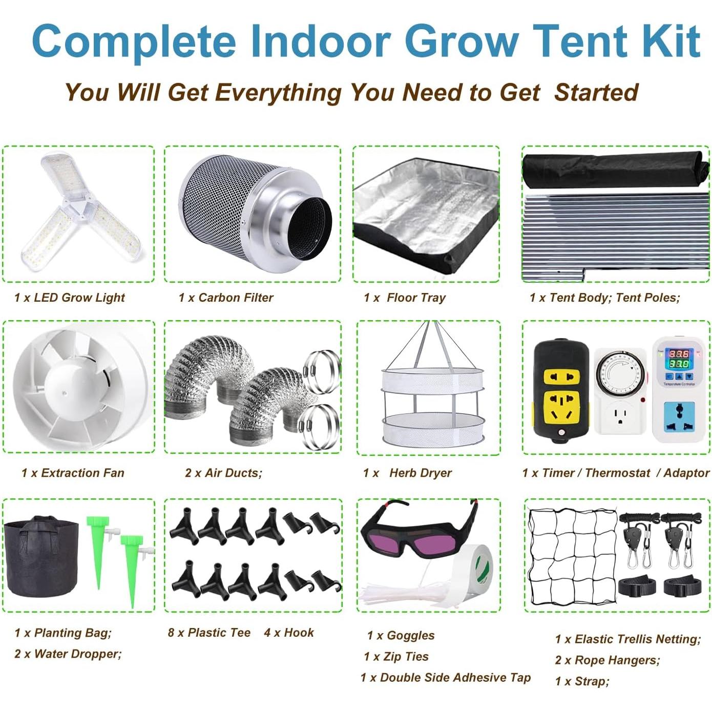 Kit Completo Carpa de Cultivo iMeshbean 61x61x140cm LED 38W