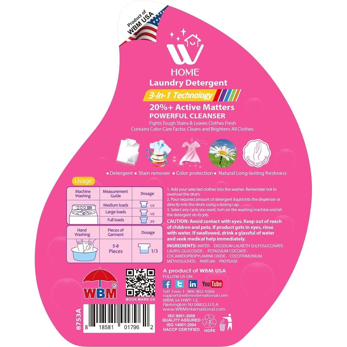 Detergente Líquido Concentrado WBM para Ropa 992 g - 50 Lavados