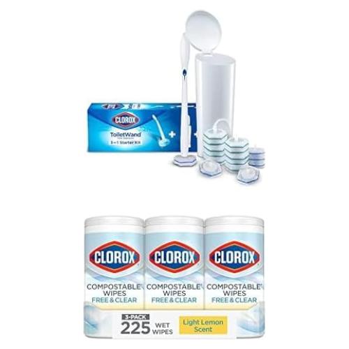 Sistema de Limpieza de Inodoro Clorox + Toallitas Compostables 75ct
