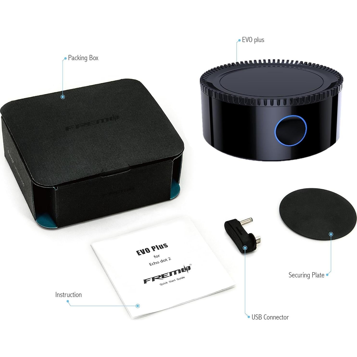 Base de Batería Fremo Evo Plus para Echo Dot 2da Gen - Negro