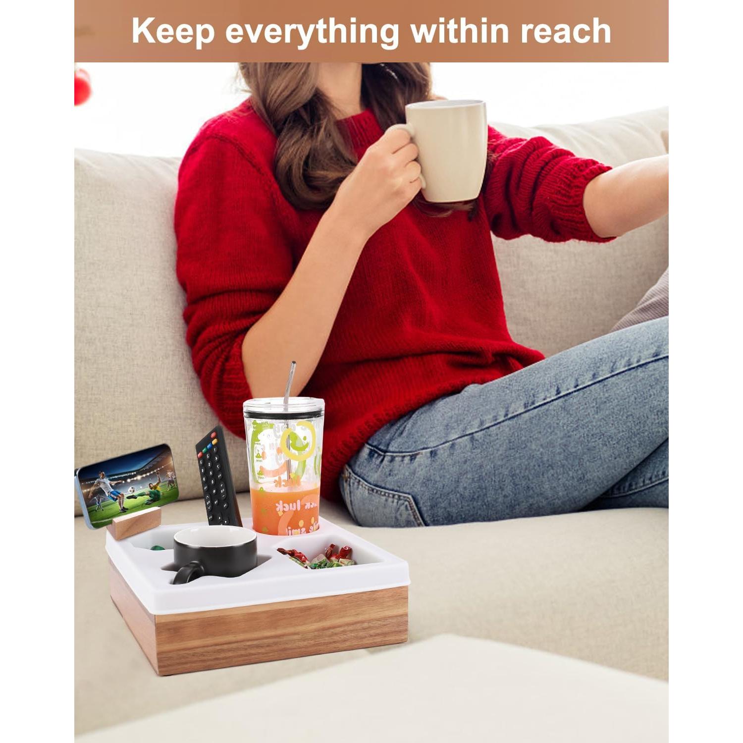 Bandeja Soporte Taza Sofá DucaFaery Madera Acacia 28cm