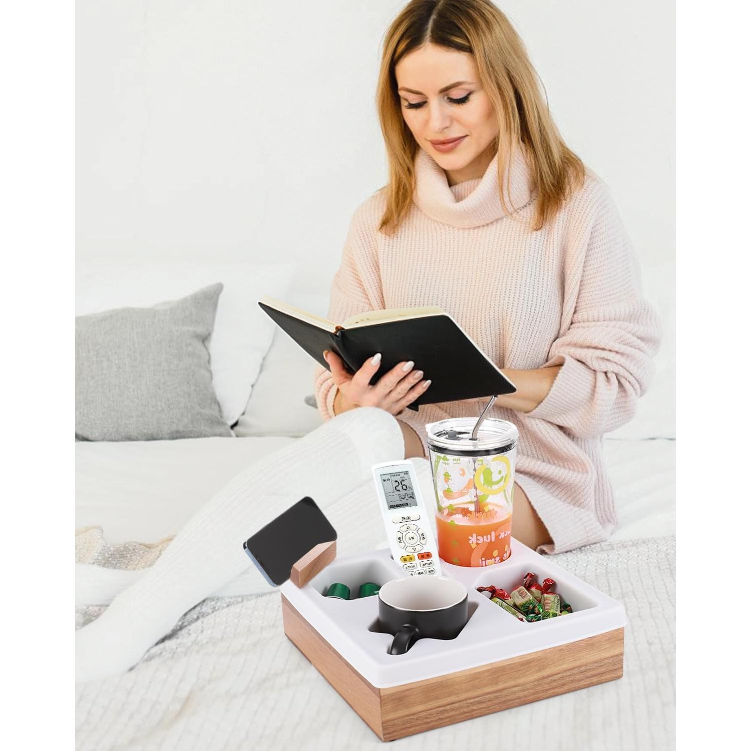 Bandeja Soporte Taza Sofá DucaFaery Madera Acacia 28cm