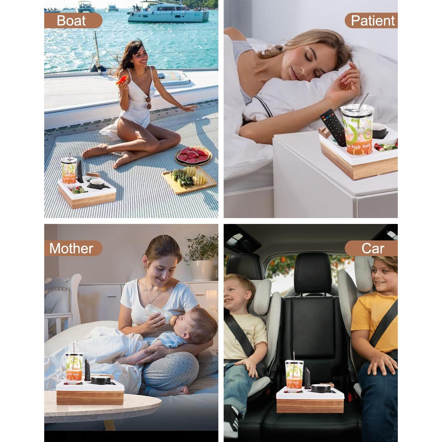 Bandeja Soporte Taza Sofá DucaFaery Madera Acacia 28cm