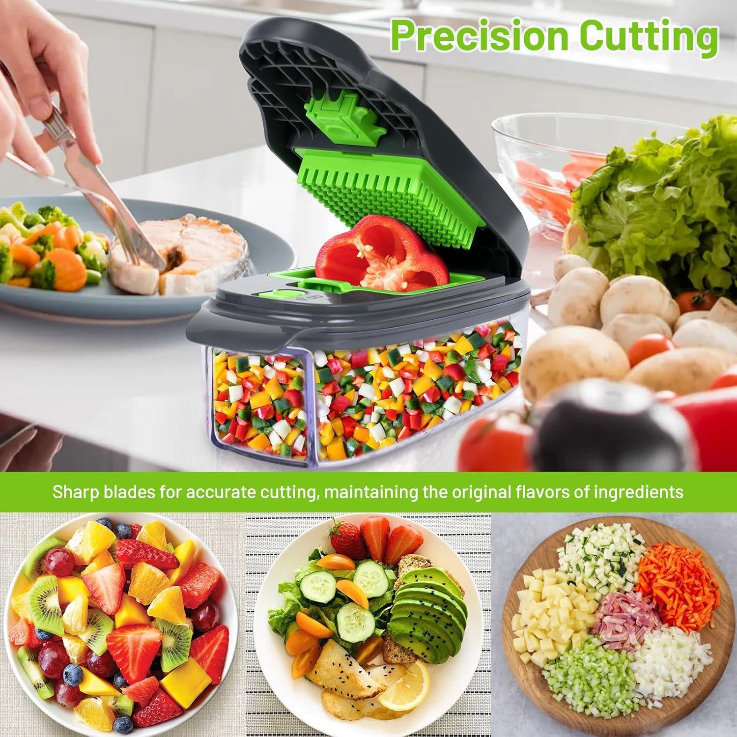 Picador de Verduras AISHUJIE 2 en 1 Acero Inoxidable Gris Verde