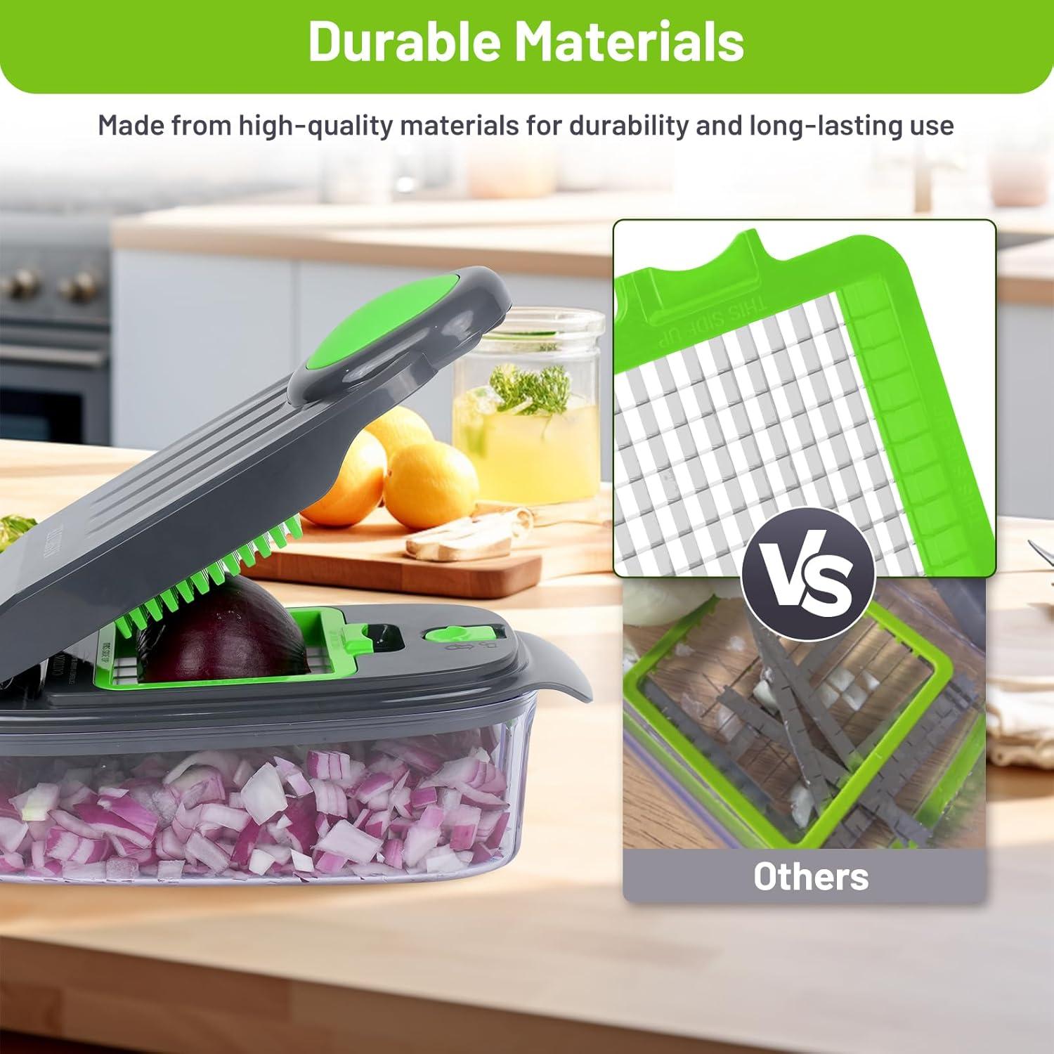 Picador de Verduras AISHUJIE 2 en 1 Acero Inoxidable Gris Verde