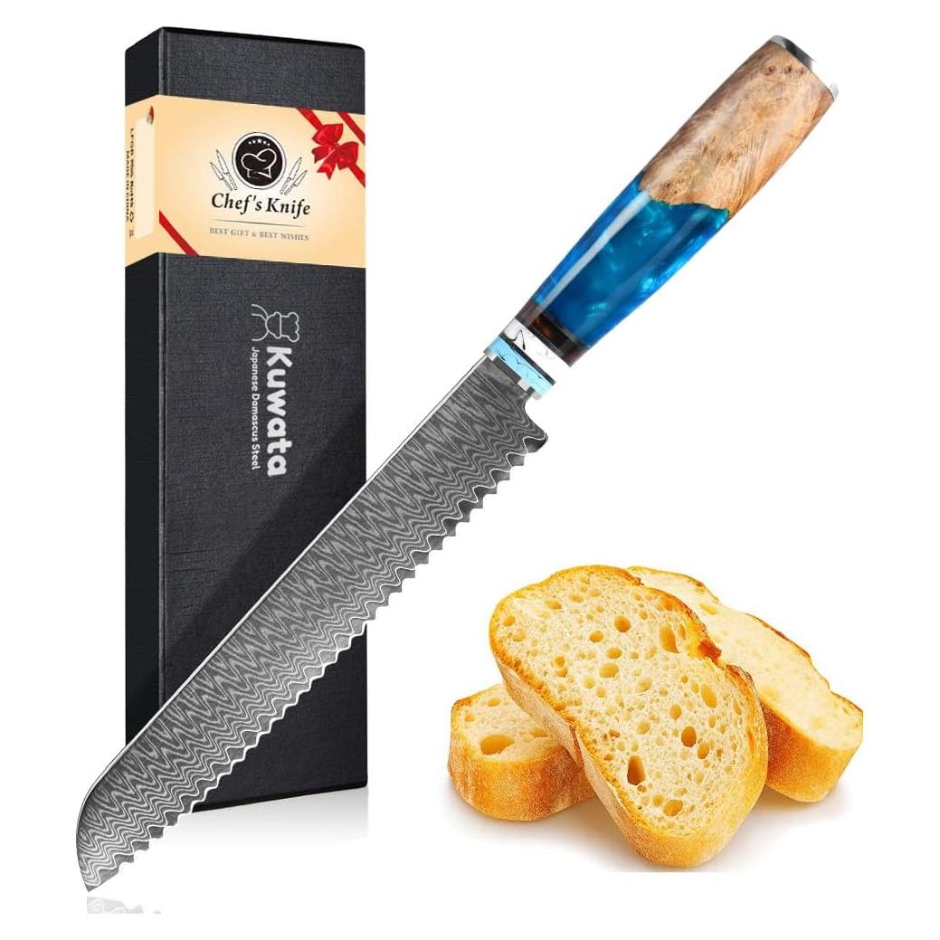 Cuchillo de Pan Serrado Kuwata 20 cm Damasco VG10 Profesional