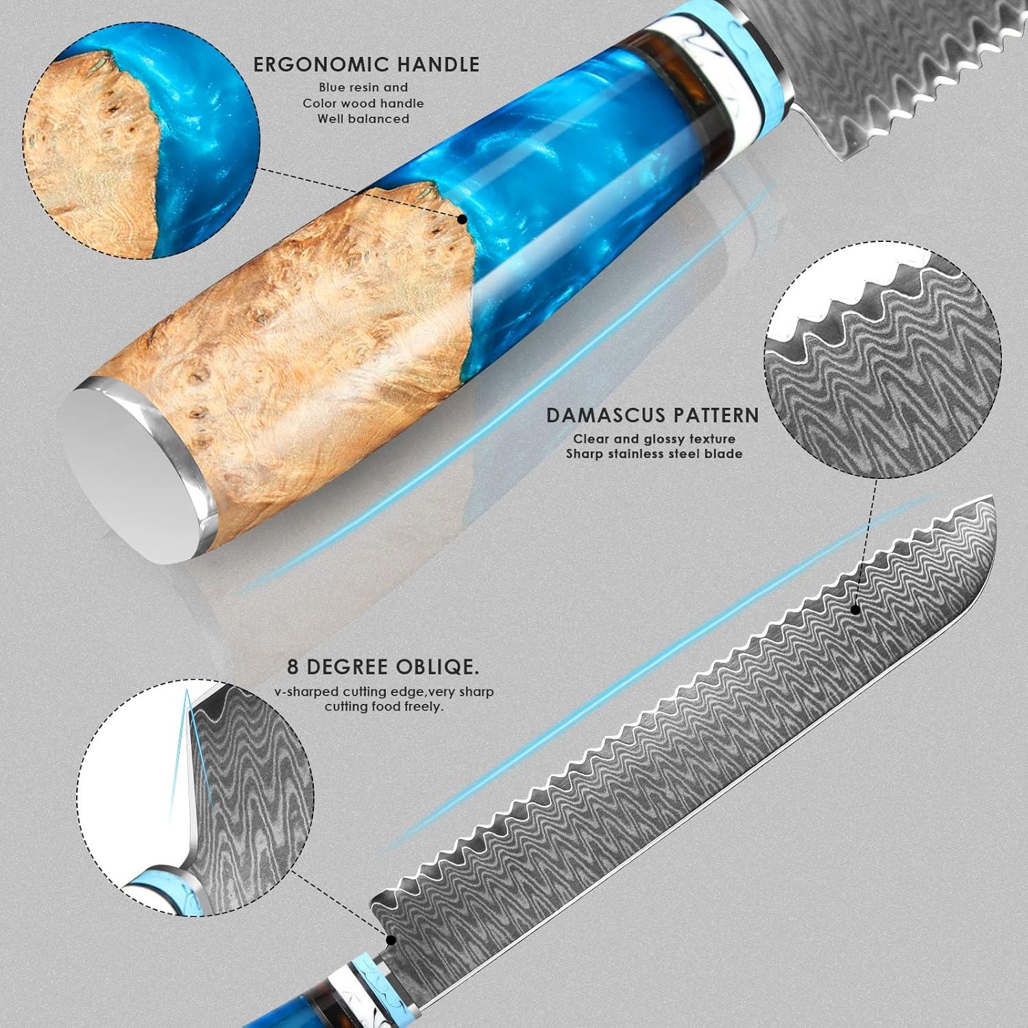 Cuchillo de Pan Serrado Kuwata 20 cm Damasco VG10 Profesional