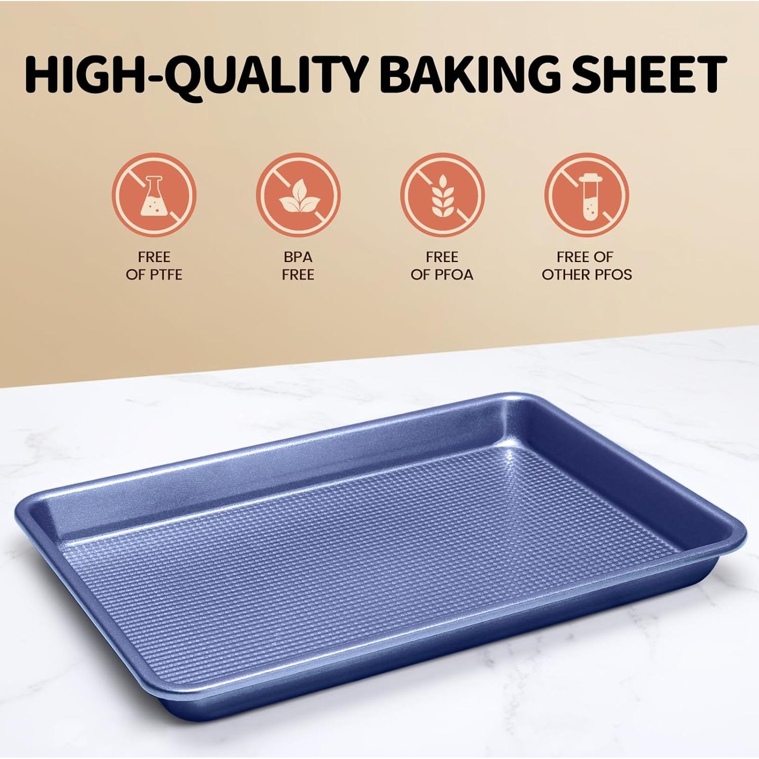 Juego de 3 bandejas para hornear Vinino - Acero al carbono azul