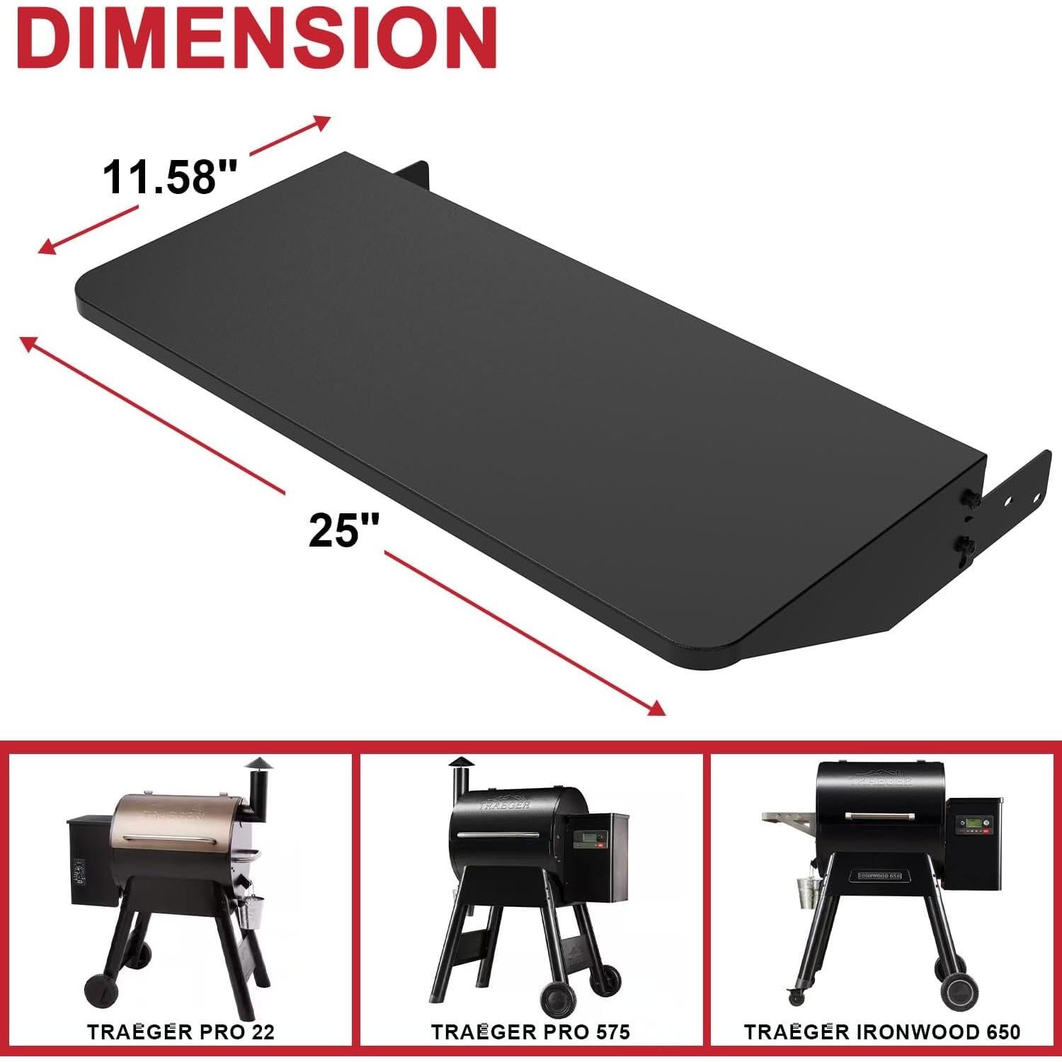 Estante Frontal Plegable GLOWYE para Parrilla Traeger Pro 575