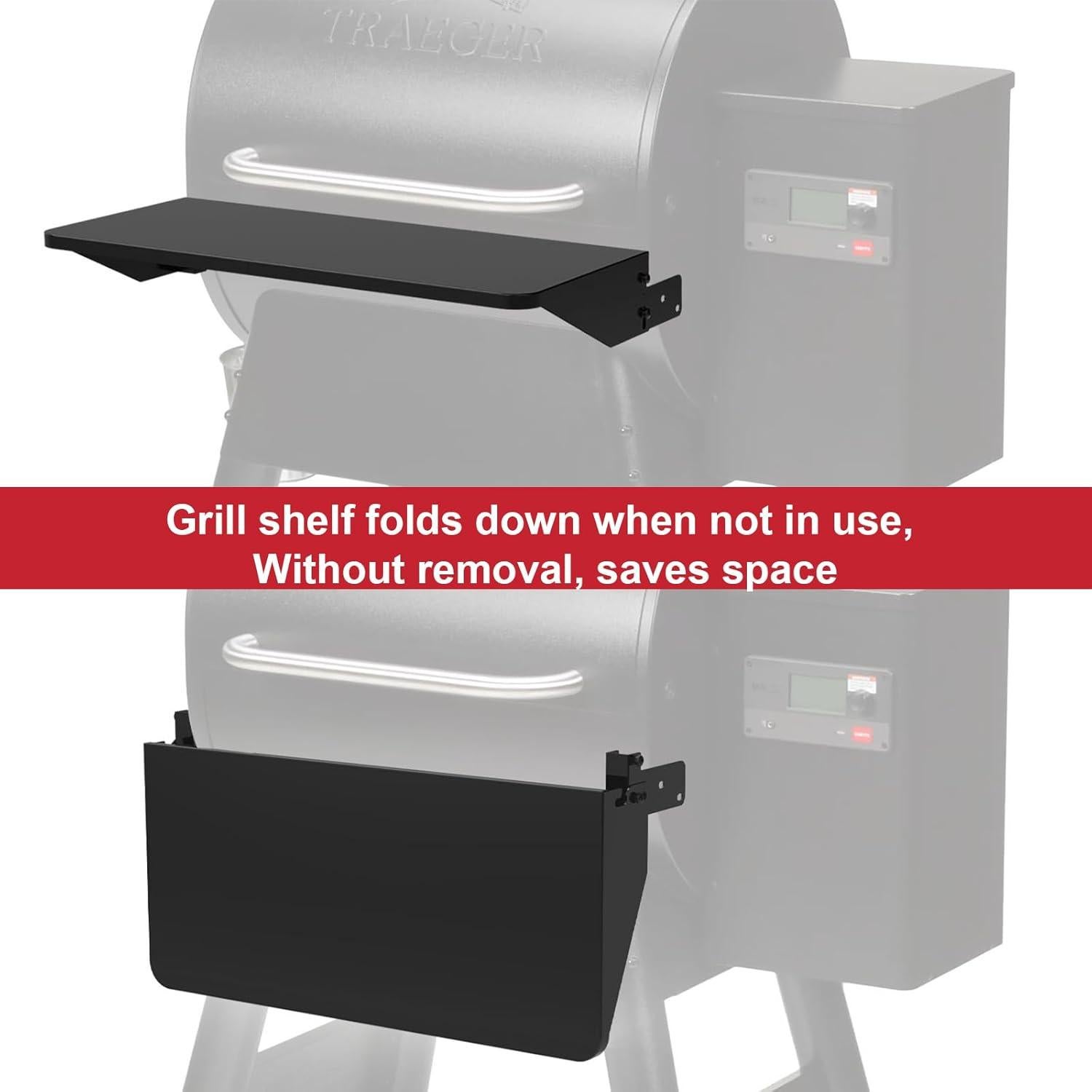 Estante Frontal Plegable GLOWYE para Parrilla Traeger Pro 575