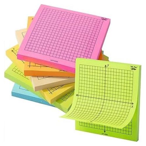 Notas Adhesivas Cuadriculadas Mr. Pen, 6 Bloc 7.62x7.62 cm, Colores Brillantes