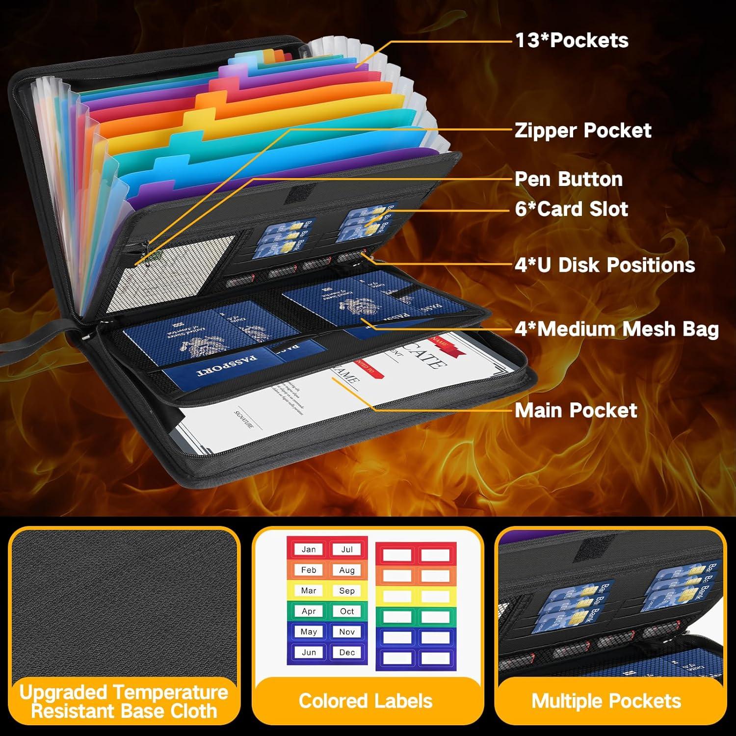 Organizador de Documentos Winsing a Prueba de Fuego 13 Bolsillos