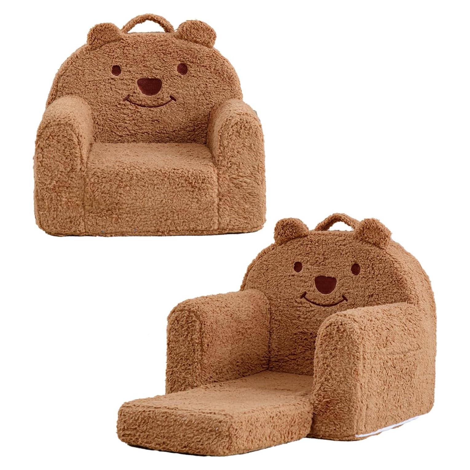 Silla Plegable para Niños Kisdsa Oso Marrón 2 en 1