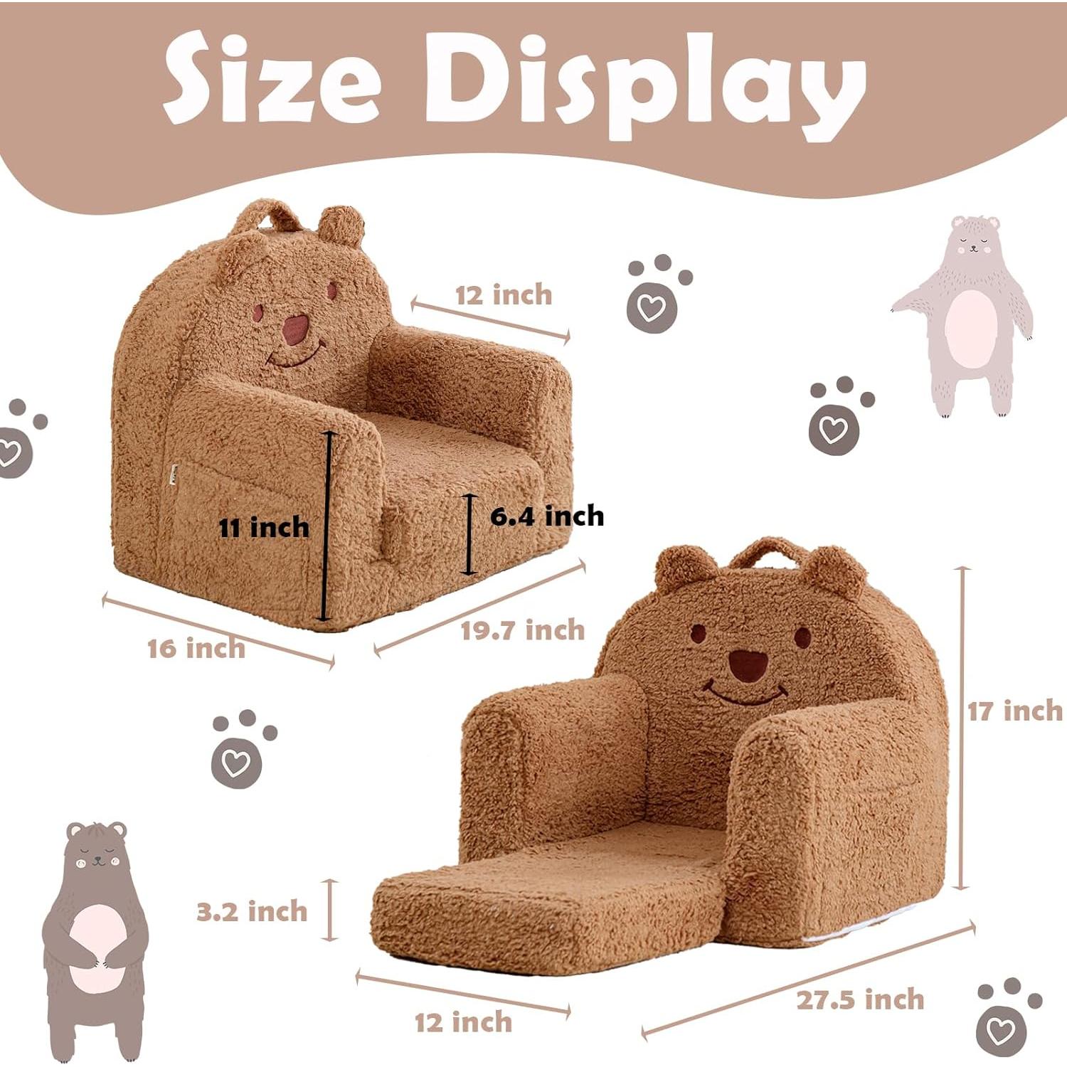 Silla Plegable para Niños Kisdsa Oso Marrón 2 en 1