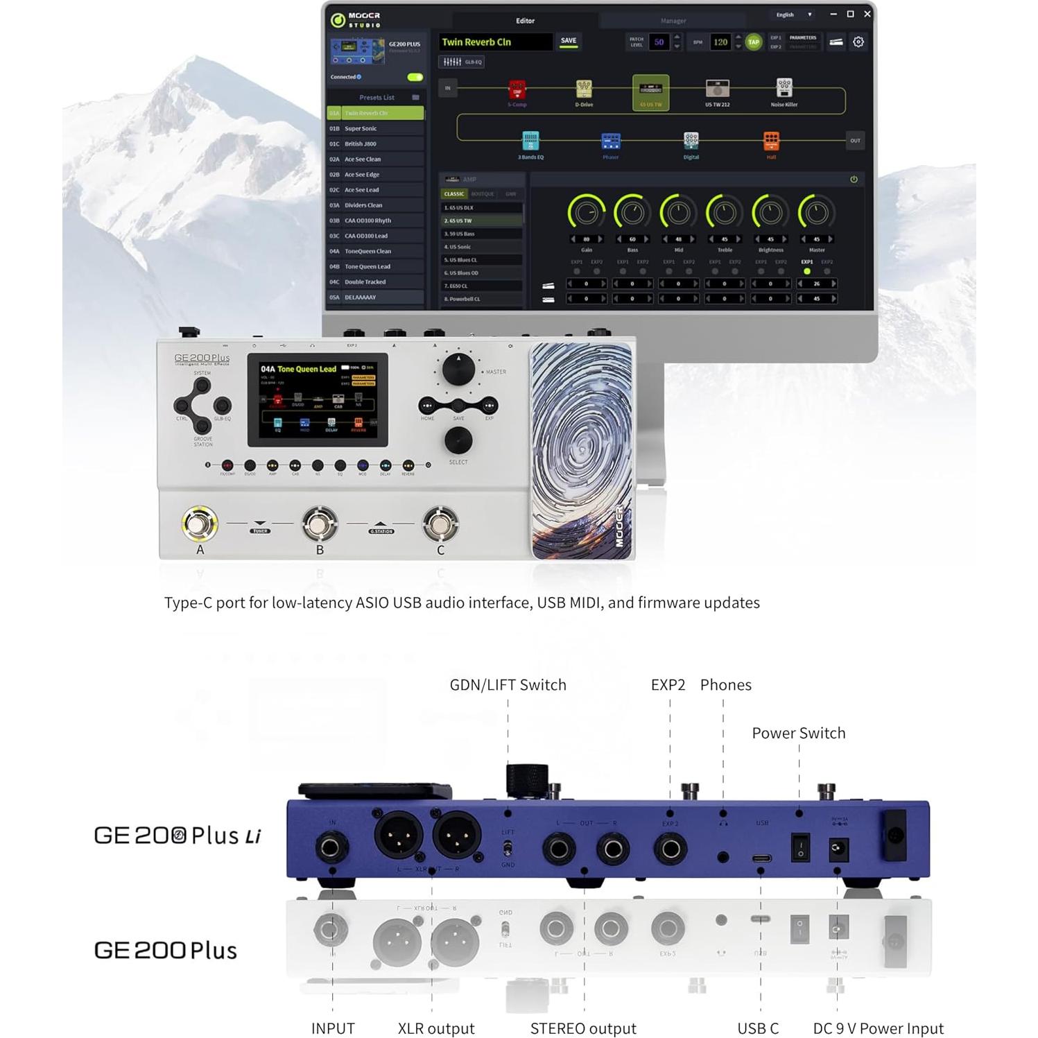 Procesador Multi-Efectos MOOER GE200 Plus Li con Batería