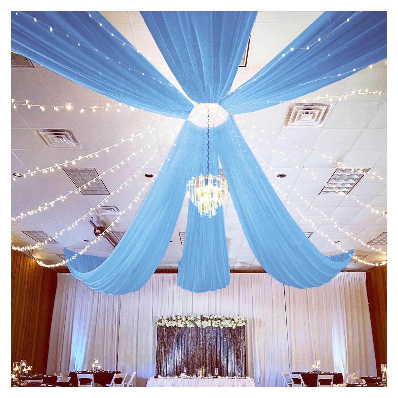 Cortinas de Techo Chiffon Azul Bebé FUHSY 6 Paneles 152x304 cm