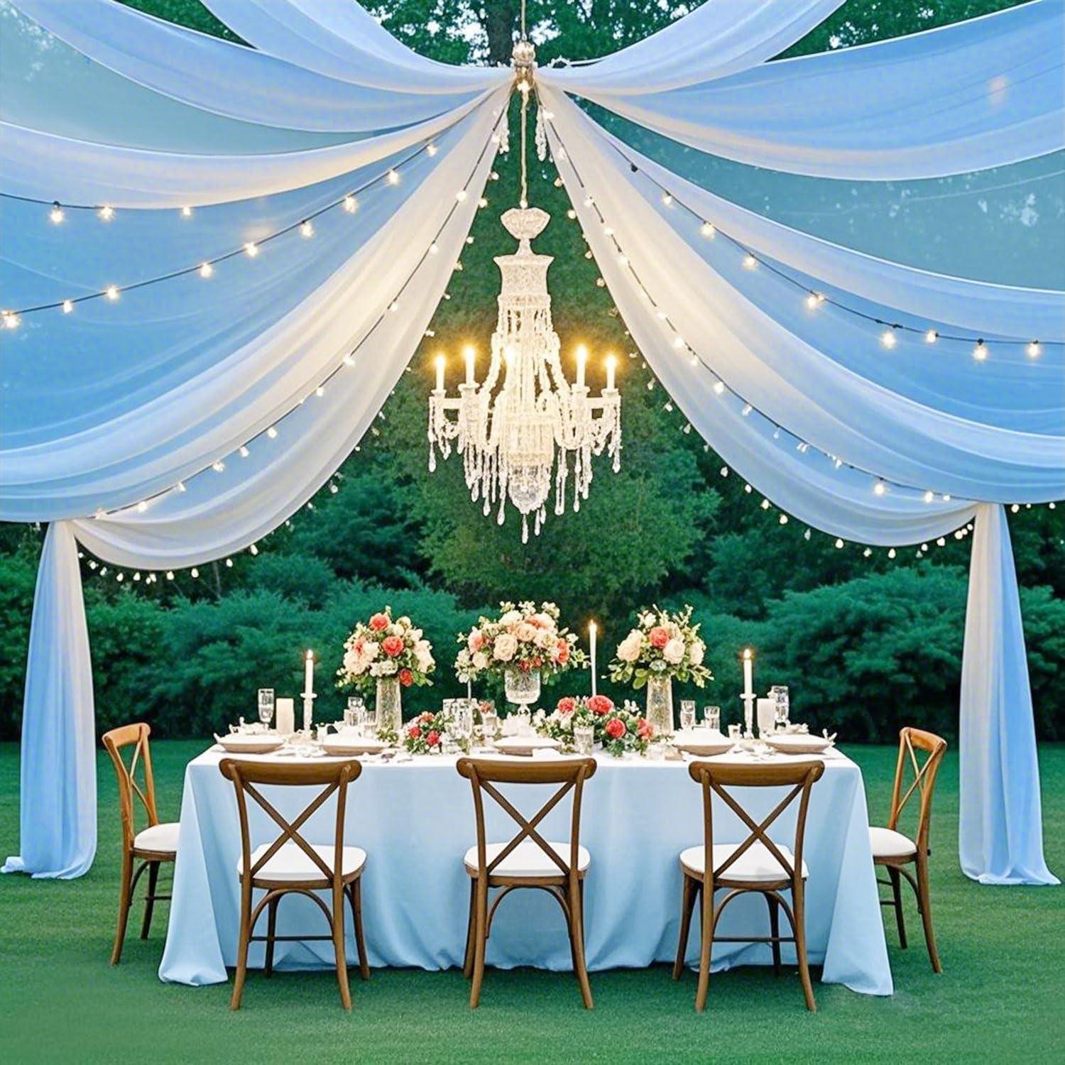 Cortinas de Techo Chiffon Azul Bebé FUHSY 6 Paneles 152x304 cm