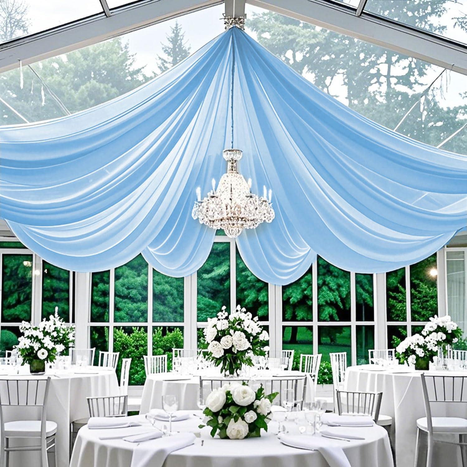 Cortinas de Techo Chiffon Azul Bebé FUHSY 6 Paneles 152x304 cm