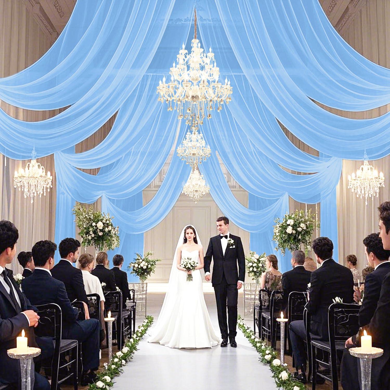 Cortinas de Techo Chiffon Azul Bebé FUHSY 6 Paneles 152x304 cm