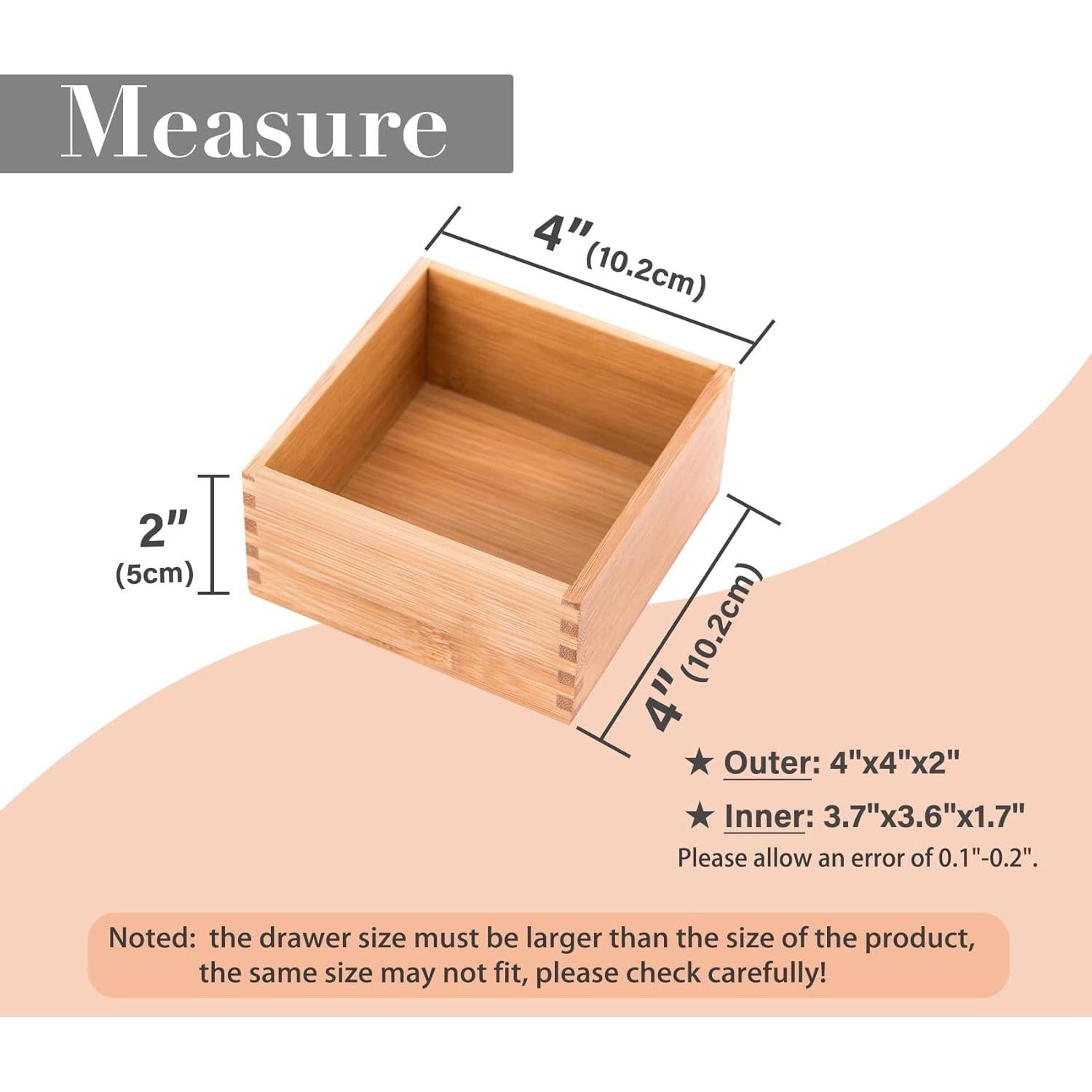 Cajas de Almacenamiento de Bambú Sansnow 10x10 cm para Organizar