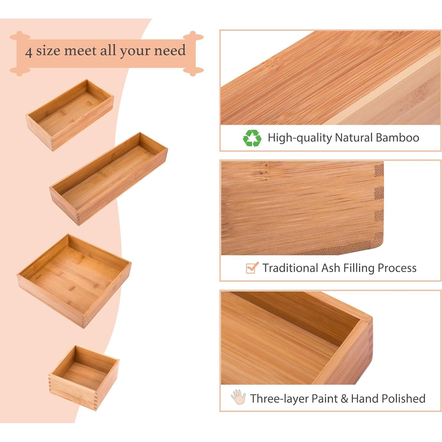 Cajas de Almacenamiento de Bambú Sansnow 10x10 cm para Organizar