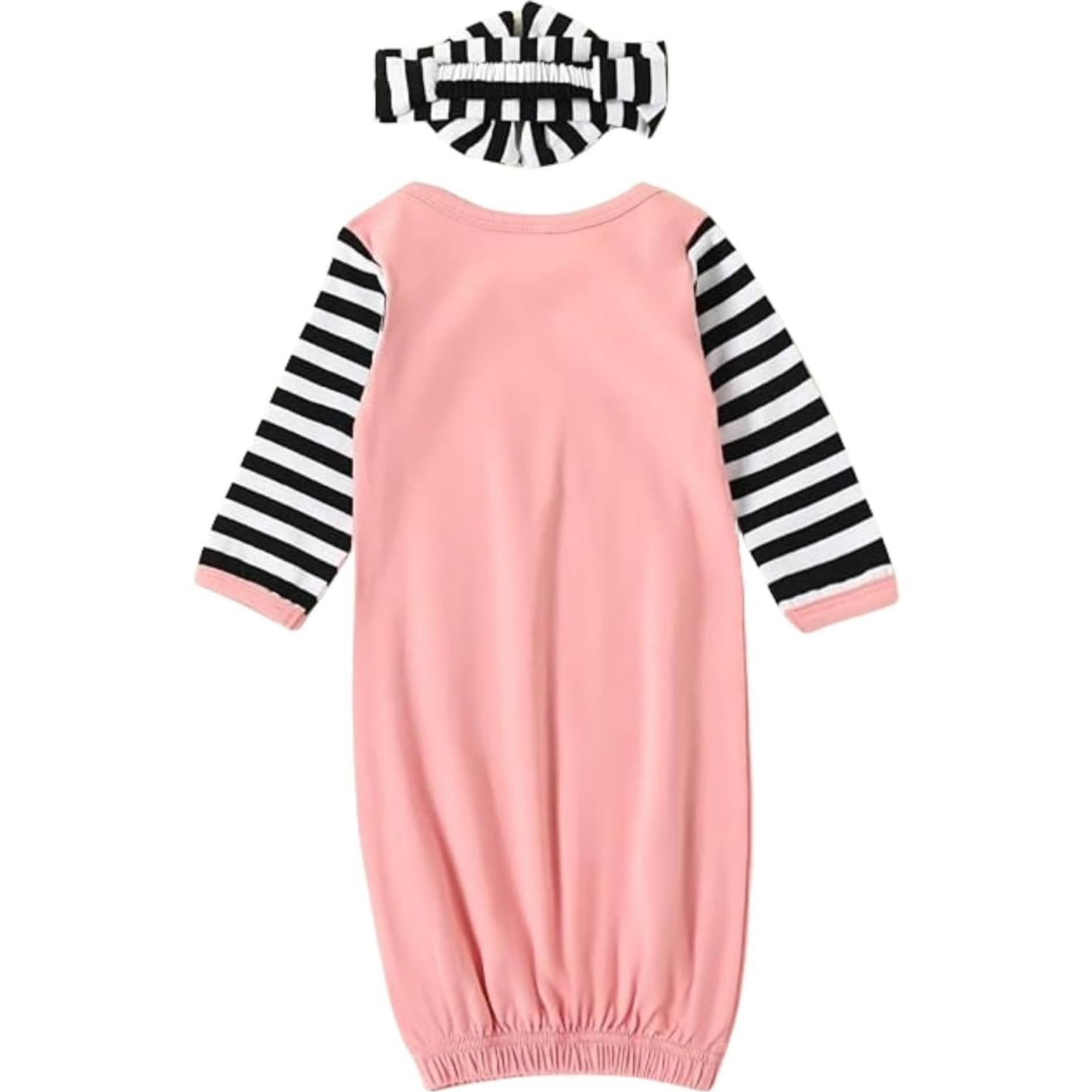 Conjunto Gown Bebé Niña Algodón Suave Rosa 0-3 Meses