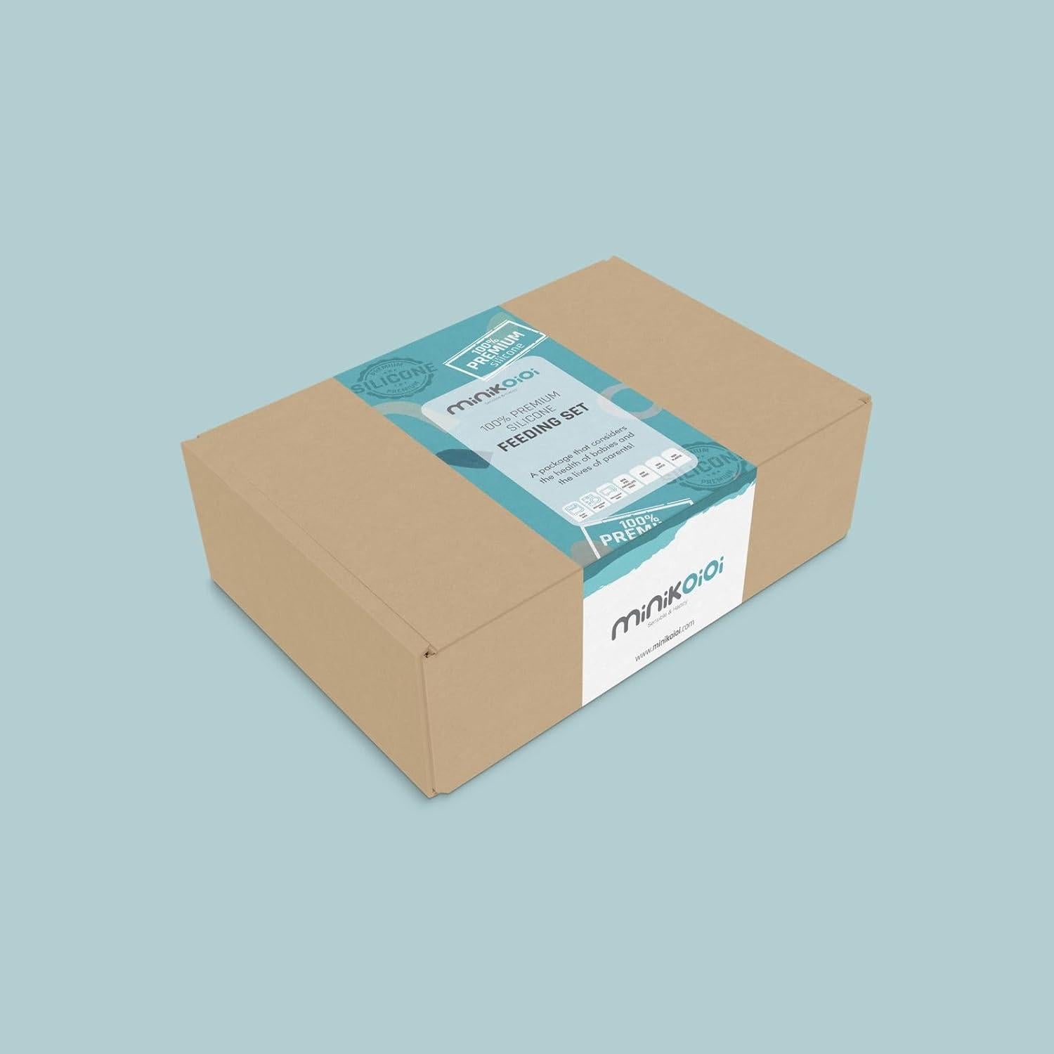 Conjunto de Alimentación Silicona MinikOiOi Verde Aqua +6m