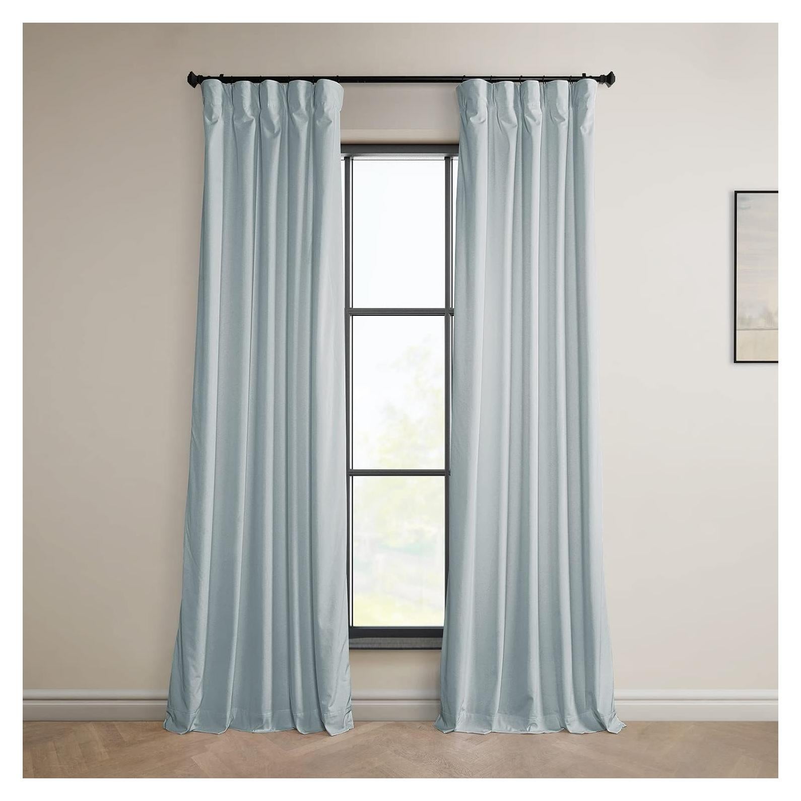 Cortina de Terciopelo HPD 50x213 cm Azul Acuario Oscurecedora