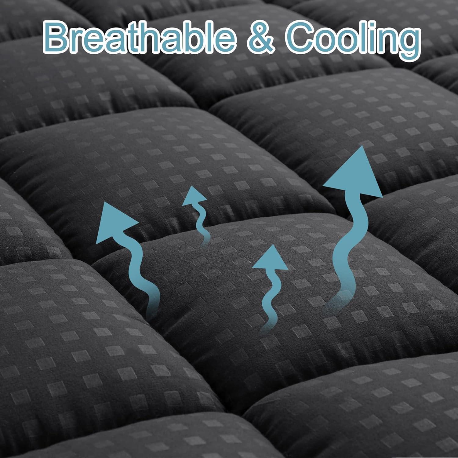 Protector de Colchón Twin HYLEORY Acolchado Transpirable Negro