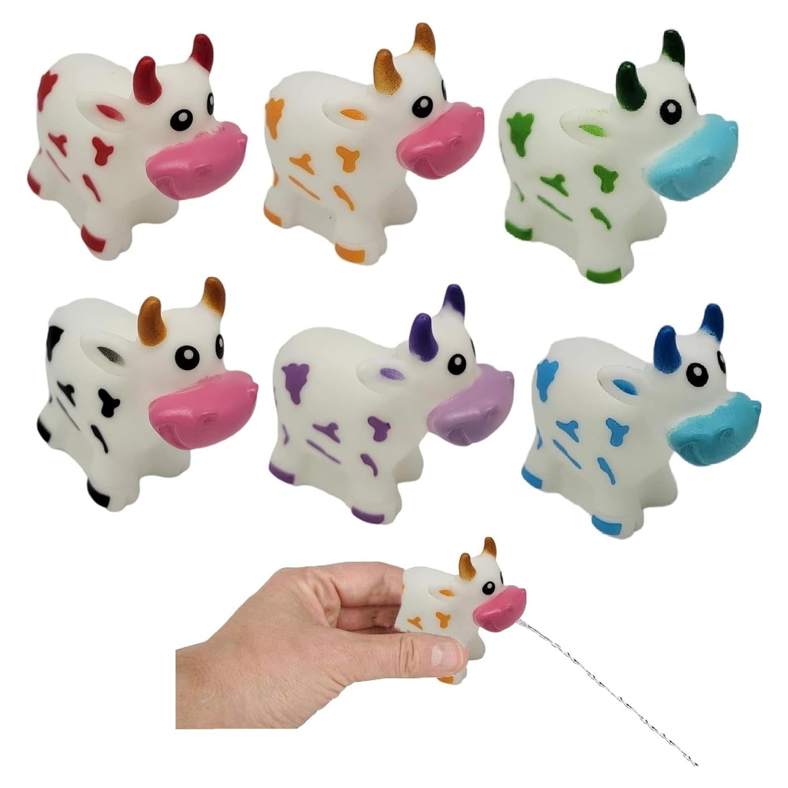 Vacas de goma coloridas que lanzan agua - Juguete de baño 12 unidades
