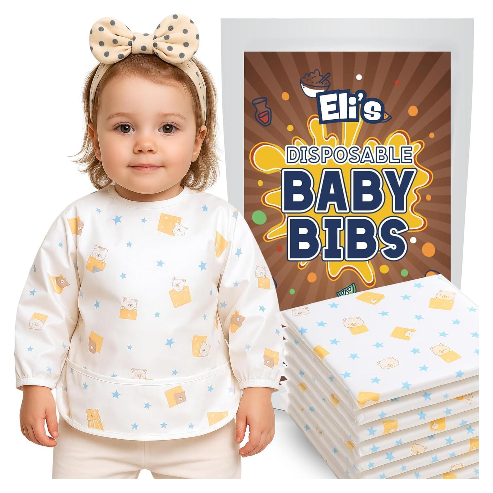 Baberos Desechables Eli con Amor - Manga Larga Oso Feliz (10 Pzs)