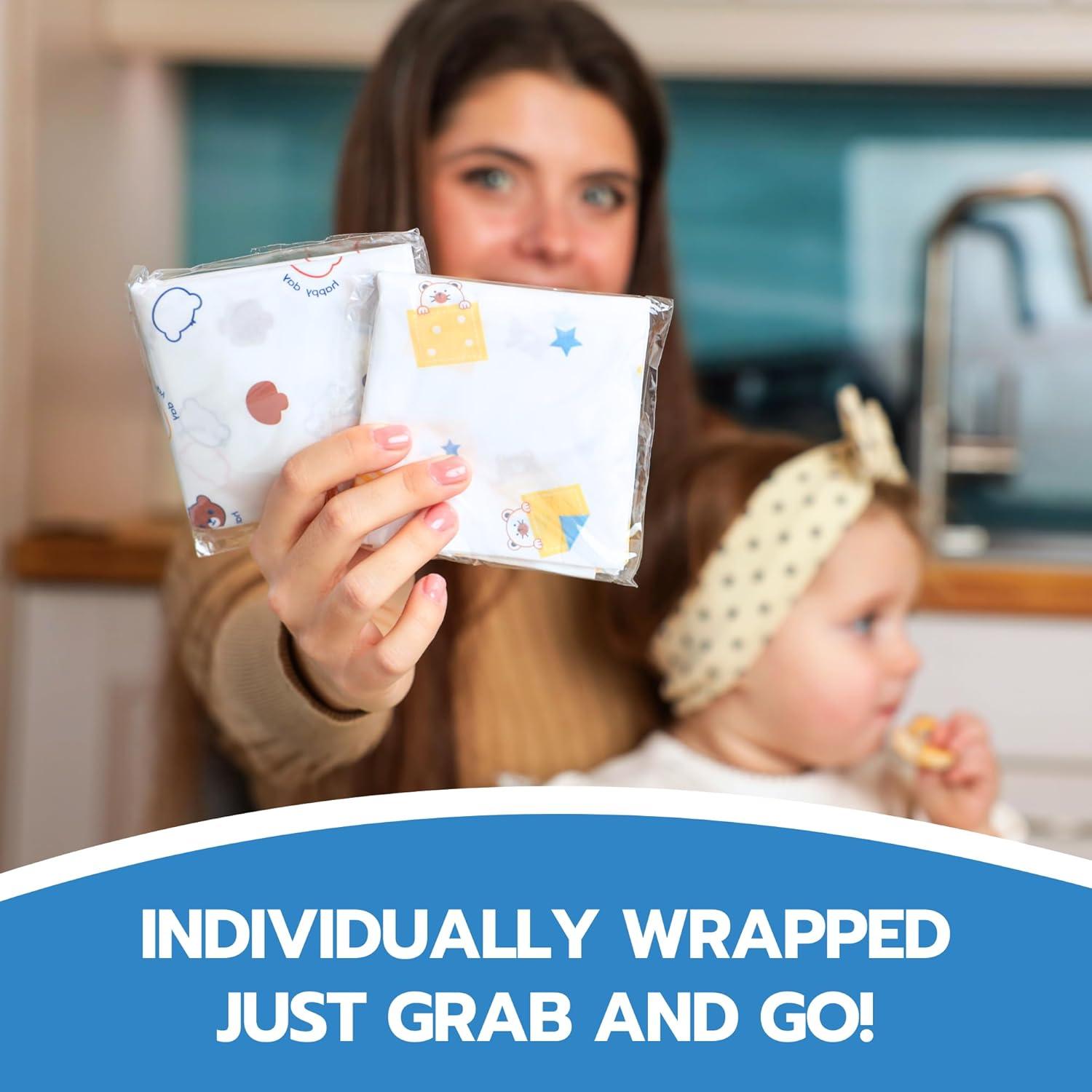 Baberos Desechables Eli con Amor - Manga Larga Oso Feliz (10 Pzs)