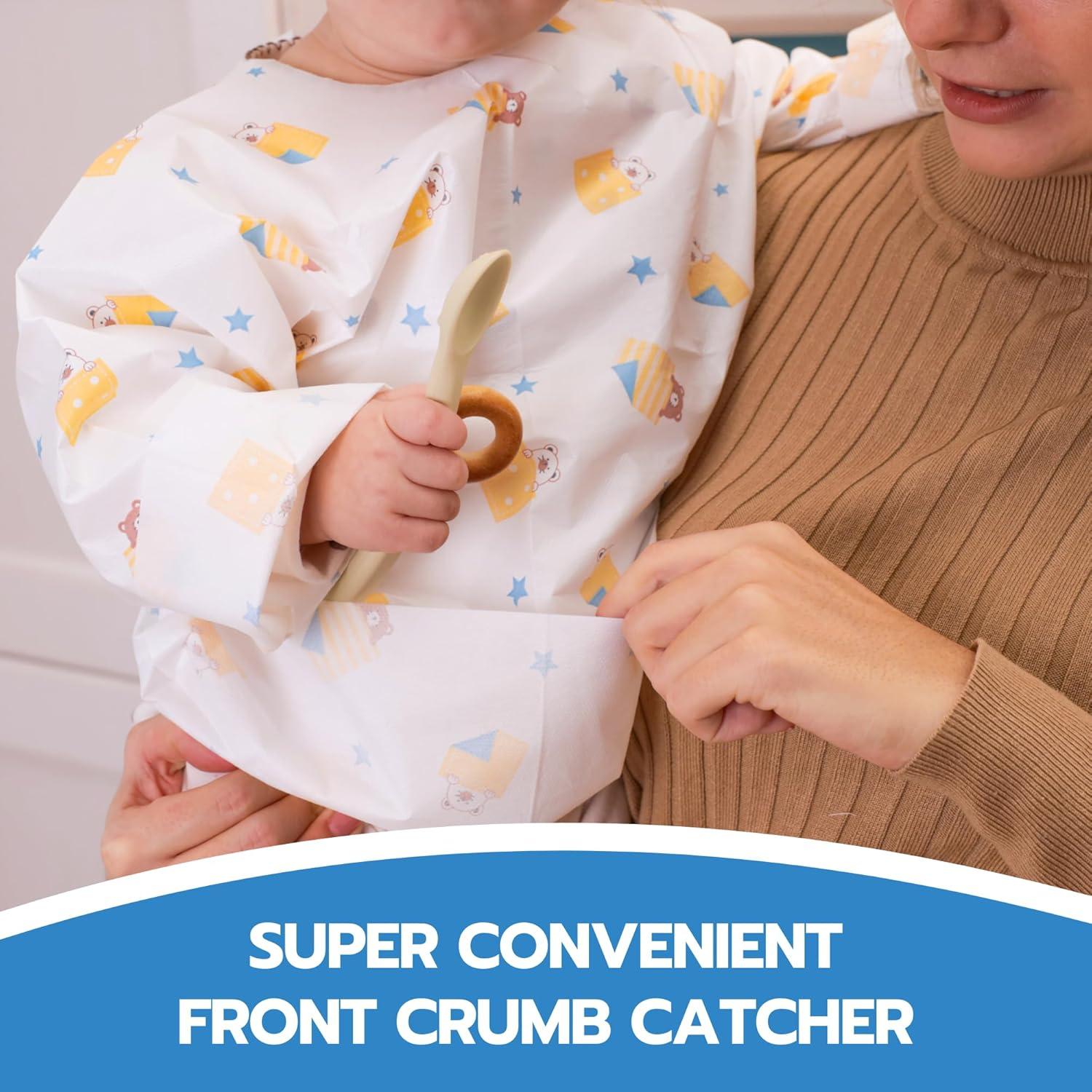 Baberos Desechables Eli con Amor - Manga Larga Oso Feliz (10 Pzs)