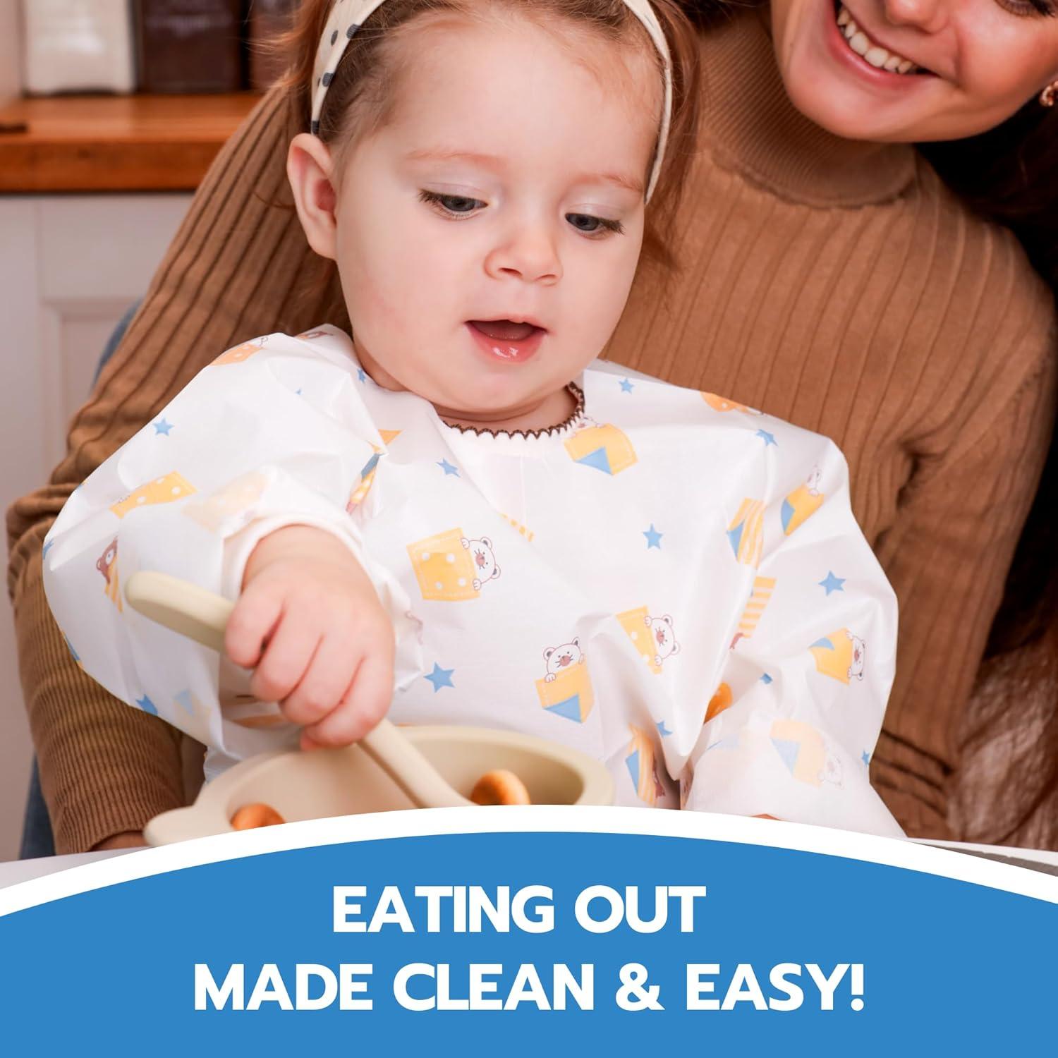 Baberos Desechables Eli con Amor - Manga Larga Oso Feliz (10 Pzs)