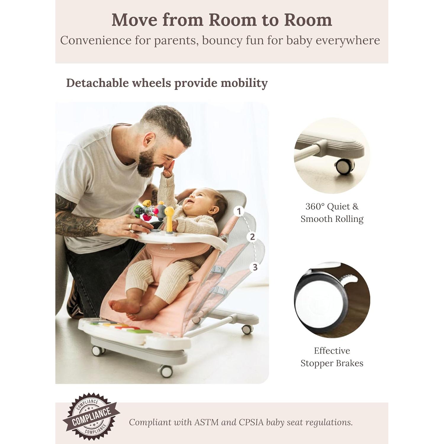 CuddoBaby Rebotador 4-en-1 para Bebés Azul - Plegable y Ajustable