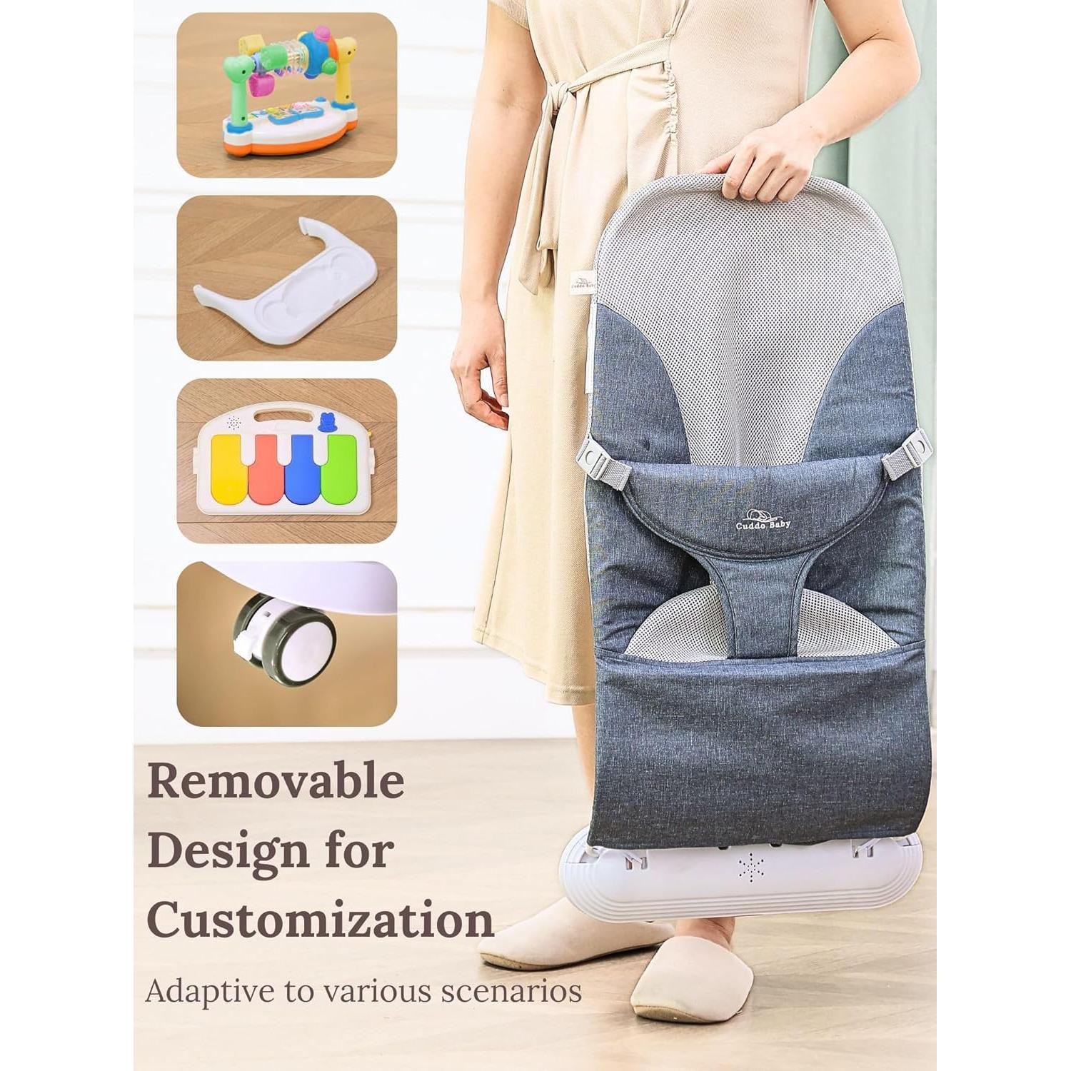 CuddoBaby Rebotador 4-en-1 para Bebés Azul - Plegable y Ajustable